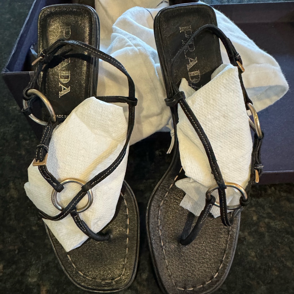 Prada Sandal Authentic Cinghiale Nero Size 38